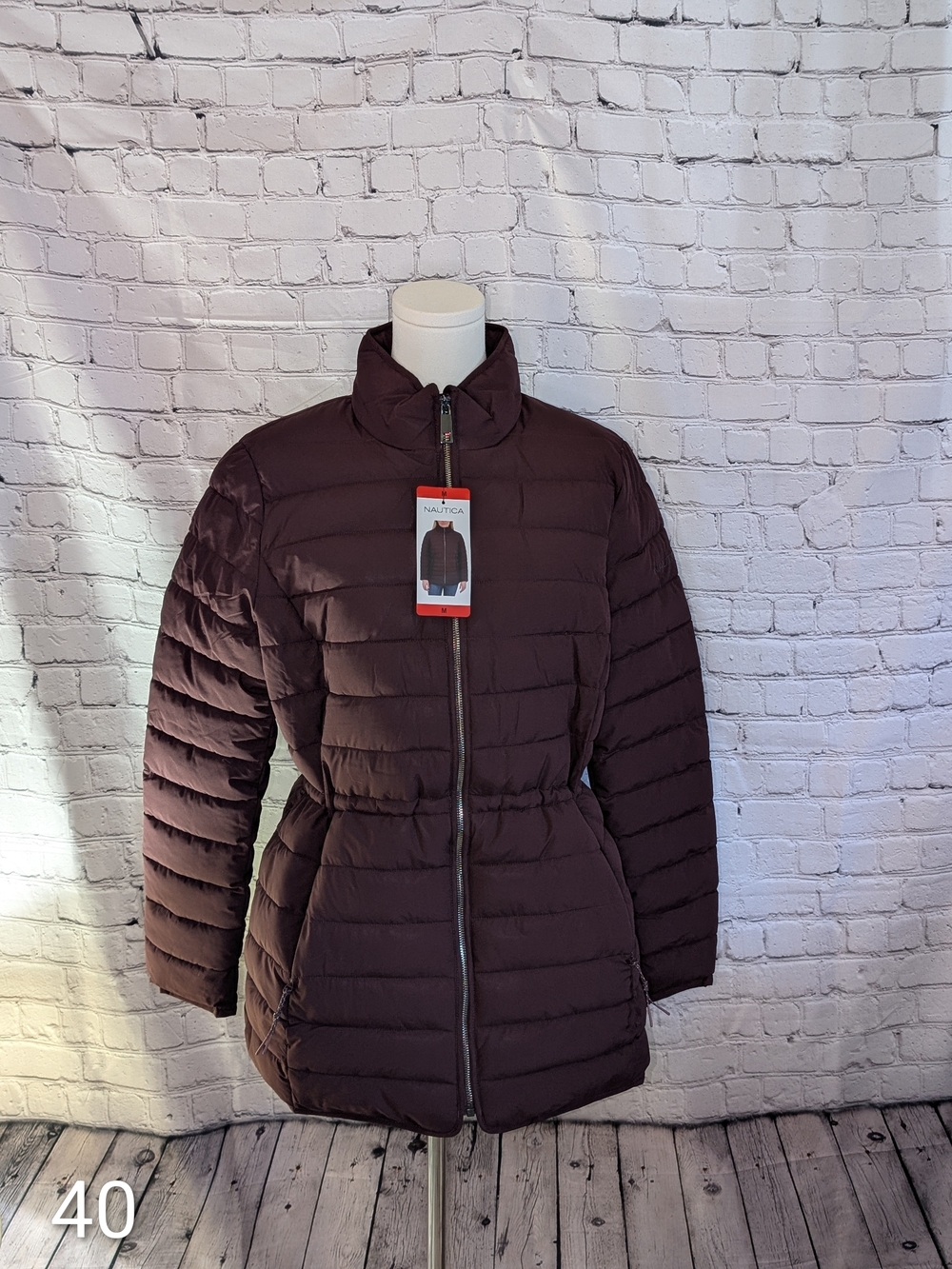 Nautica Women's Dark Plum Quilted Puffer Jacket Size Medium NWT